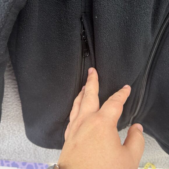 (Hole)Columbia Full Zip Black Fleece Jacket Women’s Top 1X Zipper Pockets - Picture 5 of 10